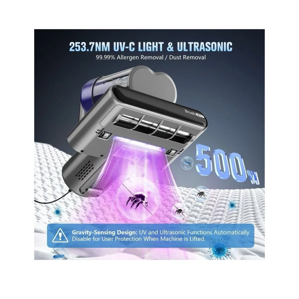UZK Mattress Vacuum Bed Vacuum with UV-C Light, 16Kpa, Size 11*9.45*8.46 -
